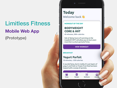 Limitless Fitness - Mobile Web App (Prototype) app fitness ios iphone mobile mobile product prototype web app design web design