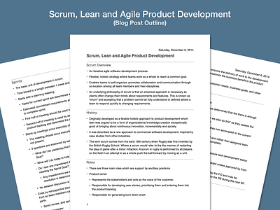 Scrum, Lean and Agile Product Development — Blog Post (Outline) blog post formatting outline writing
