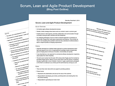 Scrum, Lean and Agile Product Development — Blog Post (Outline)