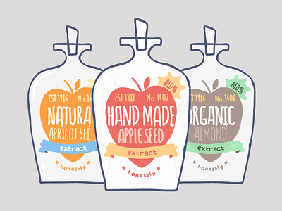 Organic Cyanide 2 almond apple apricot bottle drawing flat illustration organic protest vector