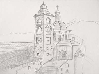 Sketch of Urbino - WIP ancient bell castle church city drawing fortress illustration sketch tower urbino