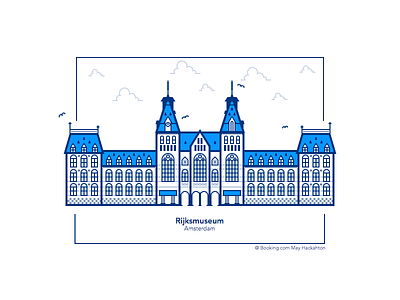 Rijksmuseum - Amsterdam amsterdam booking.com city clouds design flat icon illustration museum simple symmetry vector