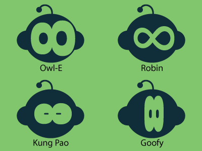 My new friends alien asian baby blue china cute eight face goofy green icon kung logo nice owl pao robin surprise sweet typography wall e