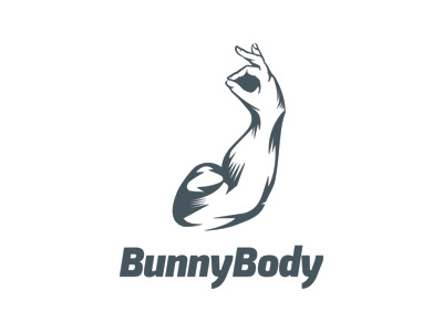 Bunny Body / Logo Design arm. bunny fitness logo design muscle rabbit