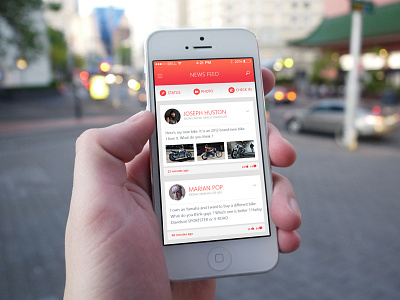 News Feed / Community App app bike community design feed interface moto motorcycles news stream ui ux