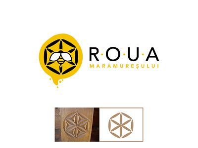Roua Maramuresului / Logo Design bee dew hive honey maramures roua