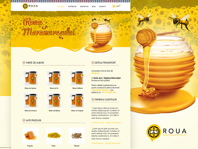 Roua Maramuresului / Website Design bee dew hive honey interface maramures roua ui web web design website designe