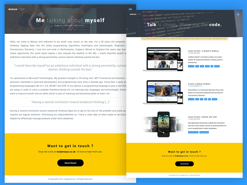 Portfolio Personal Website By Marian Pop On Dribbble