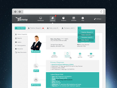 "Patients" screen / UI for a Web App dashboard envoy health pharmacy ui user interface web webdesign website