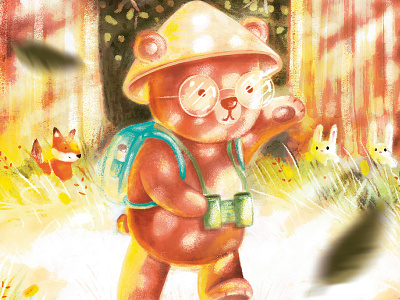 LE VOYAGE DE L'OURS AUGUSTE 2d 2d art art childrensbook digital art editorial editorial illustration forest illustration photoshop