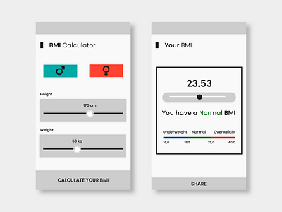 Daily UI #4 - BMI Calculator dailyui dailyui004 dailyui4 mobile ui design uidaily uidesign ux design