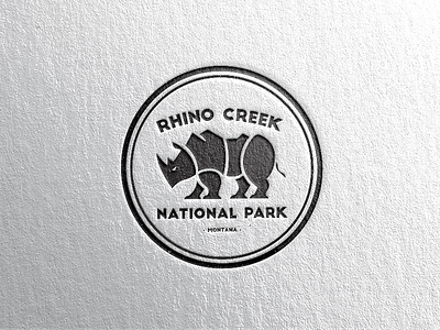 Rhino Creek National Park letter press logo national park