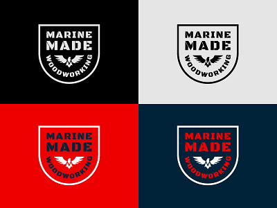 Marine Woodworks america badge craft eagle identity lockup logo marine usa woodworking woodworks