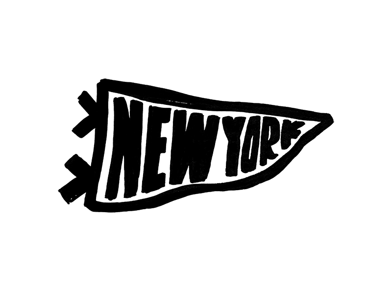 New York Pennant bw illustration new york ny nyc pennant