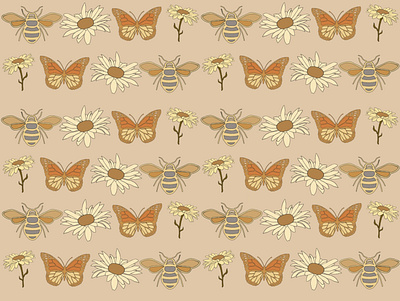Bee A Beautiful Butterfly design illustration surfacepattern surfacepatterndesign surfacepatterndesigner