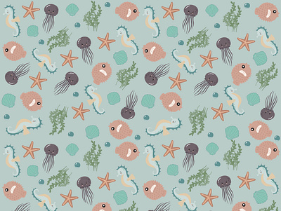 Ocean Blues design floral floralart illustration surfacepattern surfacepatterndesign surfacepatterndesigner wallart wallpaper