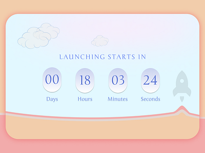 Countdown Timer - Daily UI challenge 014 014 app clouds countdowntimer dailyui dailyui014 dailyuichallenge dailyuichallenge014 design ideas illustration launchcountdown logo nasa rocketlaunchtimer rockets stopwatch ui ux