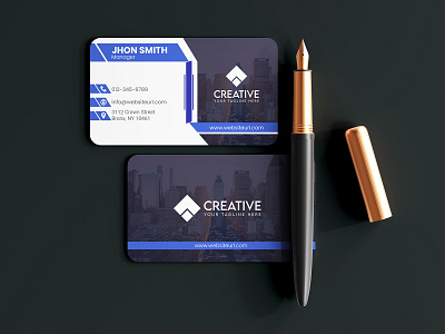 Business Card blue business card identity