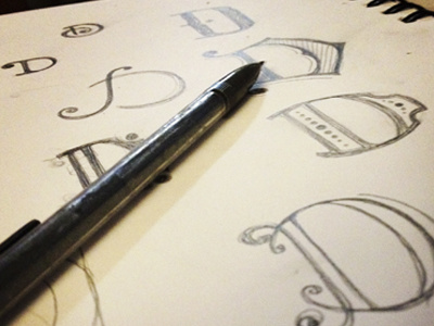 Sketching D hand lettering typography