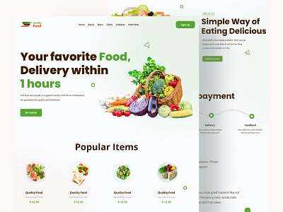 Food Delivery Landing Page 🍕 clean design delivery services food food and drink food delivery food delivery landing page food delivery service food delivery website food industry food order foodie healthy landing page resturant salad ui design ui ux