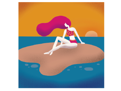 Sunset beach character illustration ipad procreate summer sunset women
