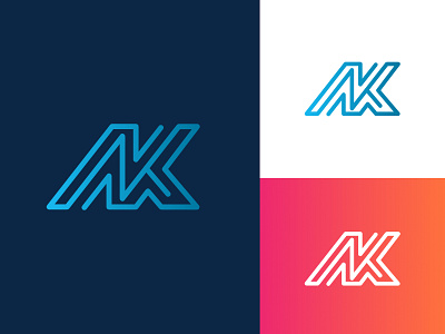 NK brand identity branding business logo logo design luxury logo modern logo monogram logo startup tech logo