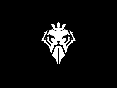 Lion Writer Logo brand identity business crown design illustration lion head lion logo logo logo design luxury logo modern logo monogram logo pen logo startup symbol