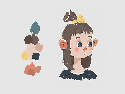 Character design. Kid girl cartoon character face girl kid