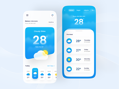 Weather App UI Design blue clean cuaca design flat indonesia minimal prediksi cuaca ui weather weather prediction