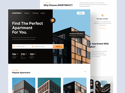 APARTINKUY - Apartement Rent Landing Page 🏙 agency apart apartement architecture clean design home home page landing page minimal minimalist popular property real estate website realestate residence ui ux web website