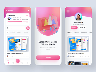 Dribbble Mobile App 🐱‍🏍 app clean design dribbble dribbble app gradient interface minimal minimalist mobile mobile app mobile app screen modern ui popular social social media trending ui ux web design