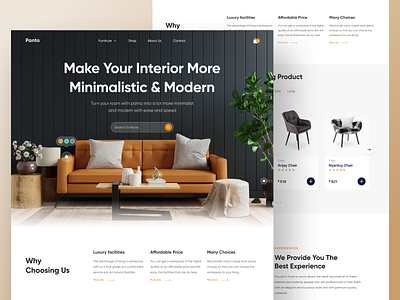 Panto - Furniture Landing Page chair clean design ecommerce furniture home interior landing page minimal minimalist property shop store ui ux web web app web design website website design