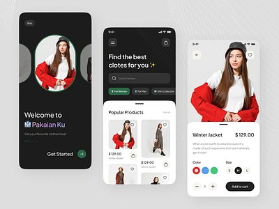 Pakaian ku - Fashion App 90s brand clean collection design ecommerce fashion flat marketing minimal minimalist online shooping outfits retro shirt style typography ui ux women fashion