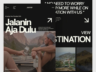 Jalanin Aja - Destination Landing Page bold brutalism clean dark design destination grid landing landing page layout minimal minimalist swiss swiss design travel travelling typography ui webdesign website