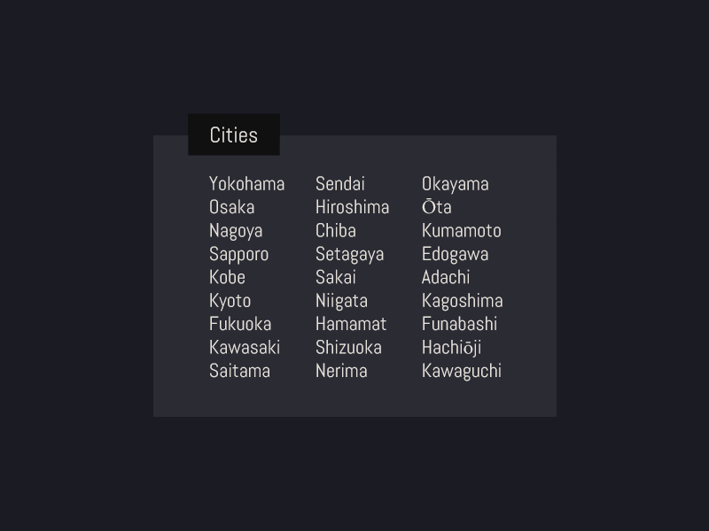Cities Selector digital web dark animation smooth japan frame selector cities ux ui