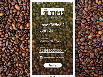 Sign Up coffee ios signup ui ux