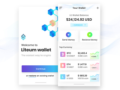 Crypto wallet UI + 2 Dribbble invites app ui design bitcoin blockchain crypto wallet crypto wallet app cryptocurrency eos filter invites onboarding wallet app