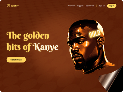 Spotify feat. Kanye West album branding clean design elegant figma graphic design hero hip hop illustration kanye west landing page music pop rap redesign spotify ui ux website
