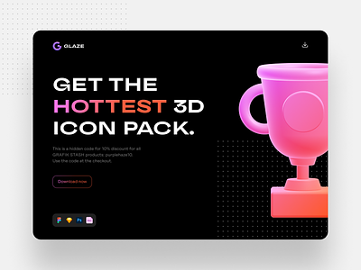 Glaze 3D Icons 3d 3d icons design figma hero icon pack illustration landing page sketch ui resources uiux