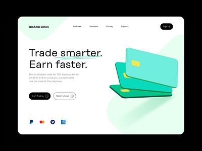 Digital trading website hero with 3D icons