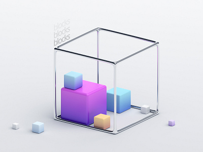 Geometric composition 3d abstract blender block color composition cube design geometric graphic minimal render