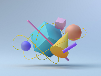 Geometric composition 3d abstract background color colorful composition cube design geometric graphic design illustration render shape sphere