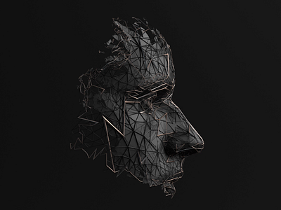 Artificial intelligence 3d abstract ai animation artificial intelligence dark design face graphic low poly machine learning motion polygonal render