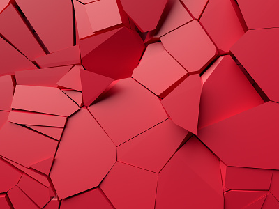 Cracked red surface 3d abstract background blender broken color cracked design graphic illustration monotone red render shape surface