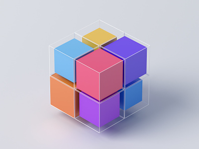 Cubes 3d abstract blender3d block clean colors concept cube design digital geometric illustration render shape simple visual