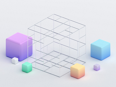 Cubes 3d abstract background blender3d block box clean colorful cube design geometric illustration render shape simple tech technology