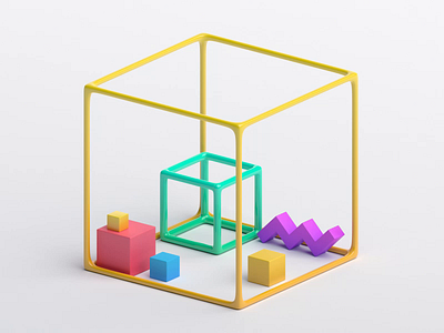 Geometric composition 3d abstract animation art background blender3d blue clean colorful cube design geometric loop motion graphics render shape simple visual