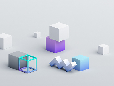 Geometric composition 3d abstract background blender clean cube design geometric illustration render shape simple visual