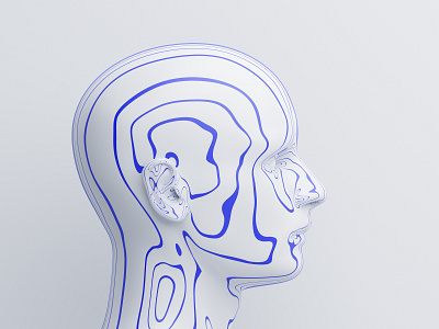 Head 3d abstract art blender blue design face head illustration line render shape visual white
