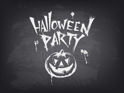 Halloween party black blackboard chalk chalkboard design drawing halloween logo party poster pumpkin text